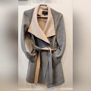 Laundry by Shelli Segal Drape Front Wool Blend Coat, Grey and Light Pink…
